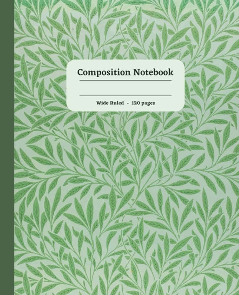 green leaf pattern, composition notebook, light green cover, SD Phone Wallpaper