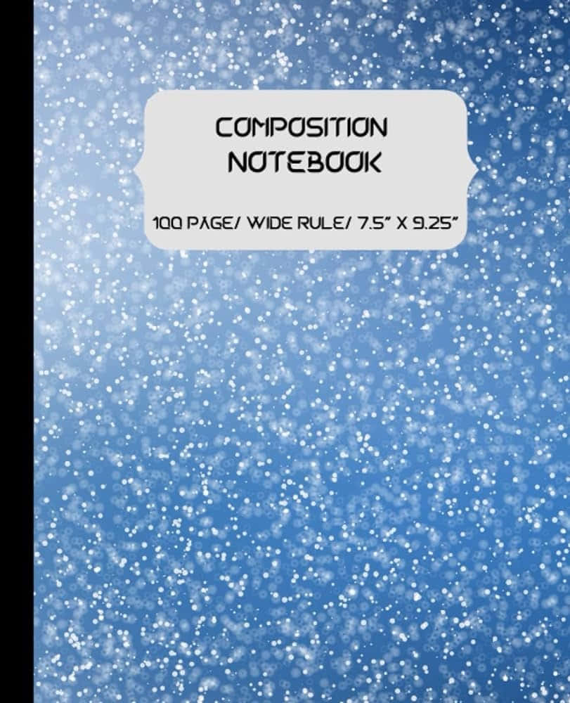 blue sparkle composition notebook, white speckles, white label, SD Phone Wallpaper