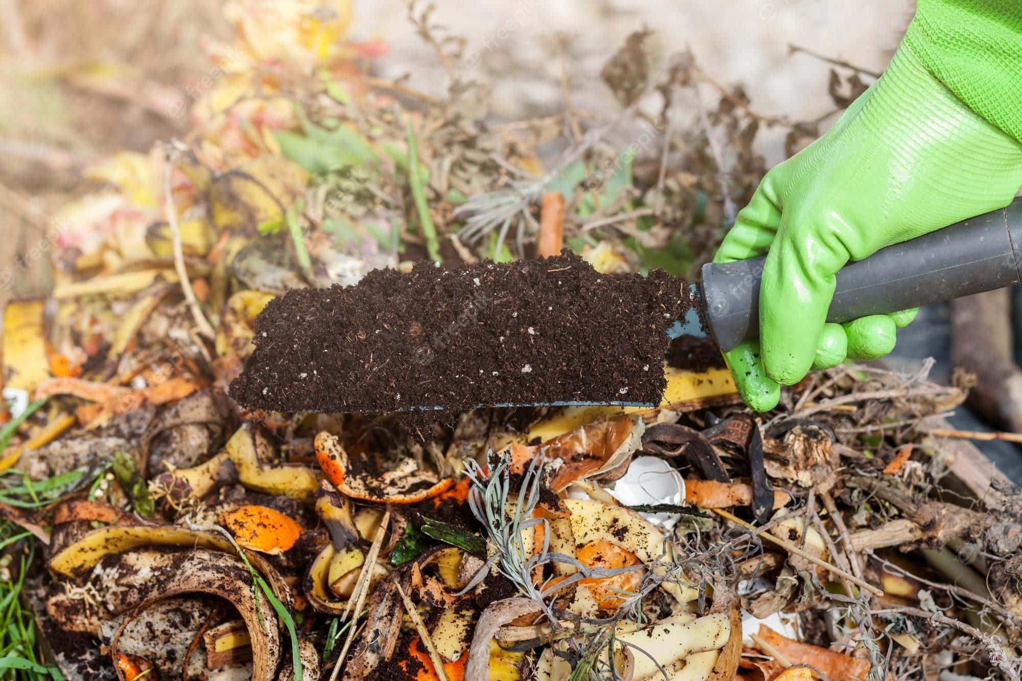 Compost 2000 x 1333, gloved hand, trowel, Full HD Desktop Wallpaper