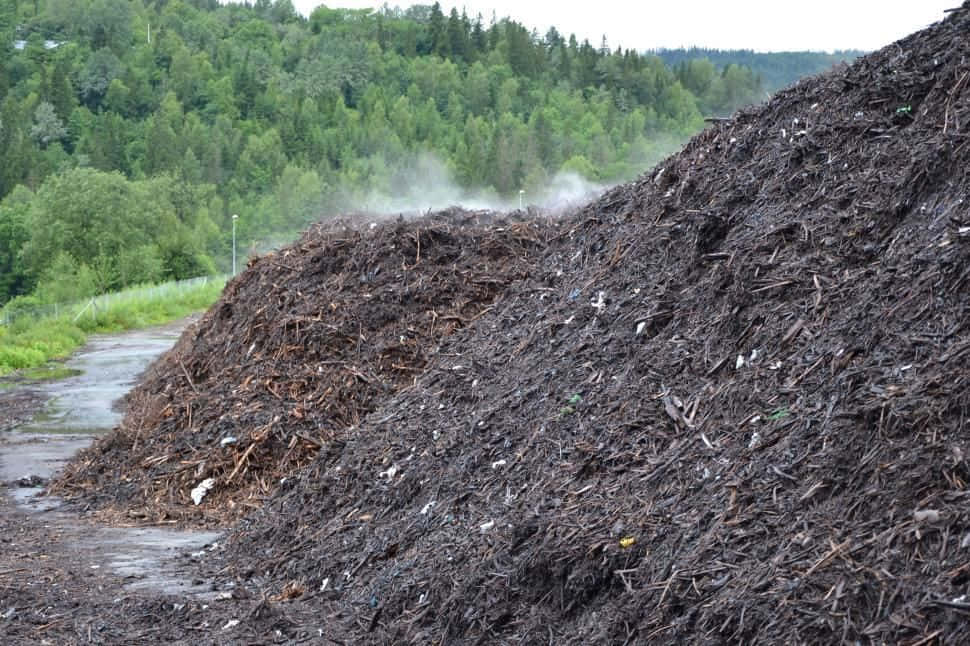 compost pile, wet organic waste, overcast sky, SD Desktop Wallpaper