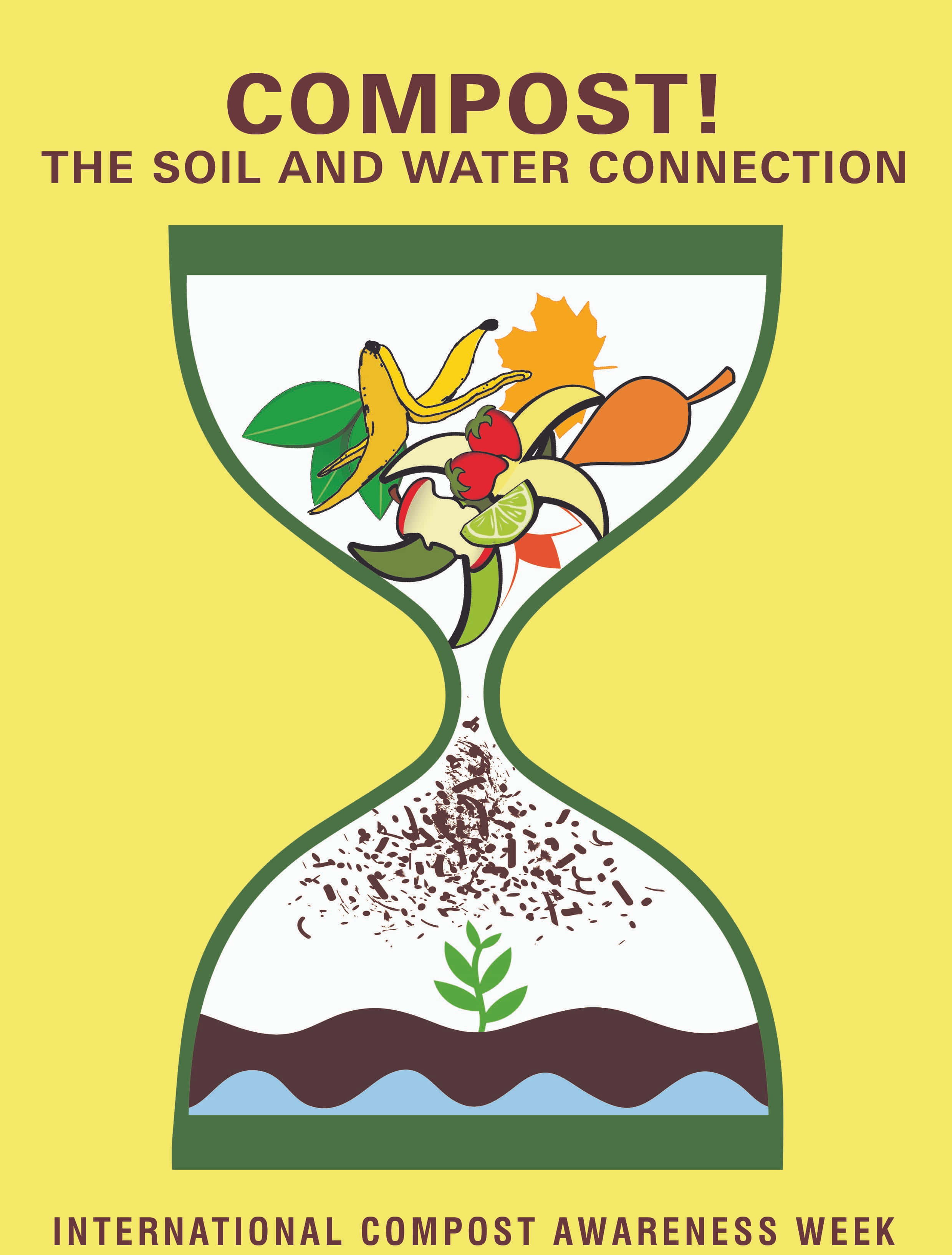 Compost, hourglass illustration, organic waste, 2K Phone Wallpaper