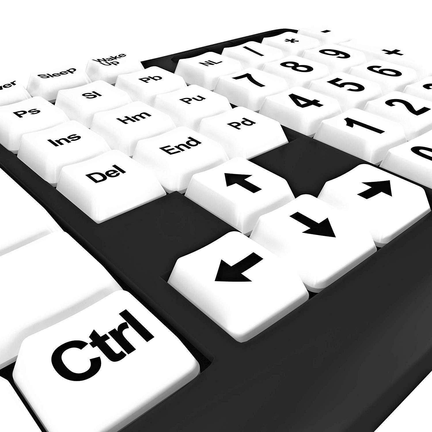 sleek black keyboard, white keys, Ctrl arrow, HD Desktop Wallpaper
