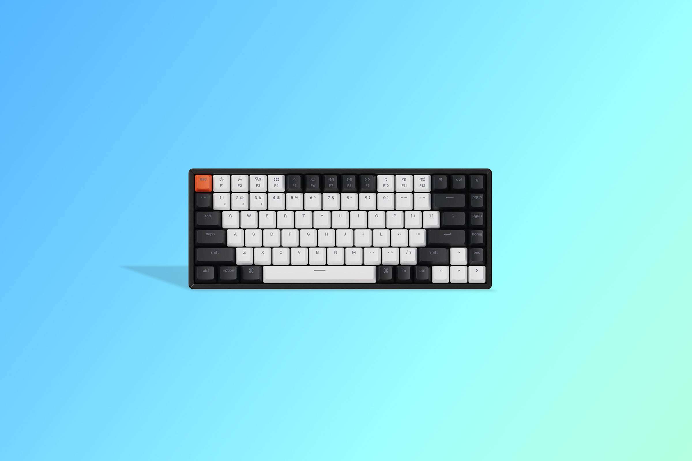 cool retro design computer keyboard, white and black keys, orange key, Full HD Desktop Wallpaper