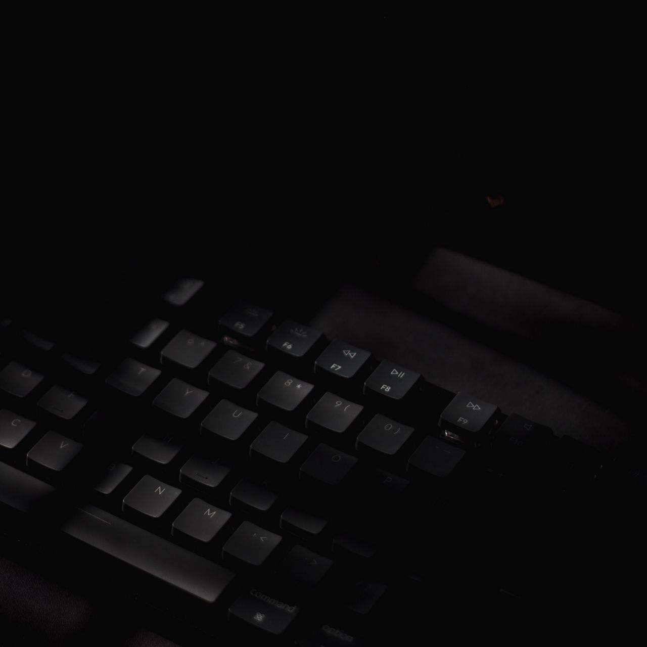 dark matte aesthetic, glowing keys, black background, HD Desktop Wallpaper