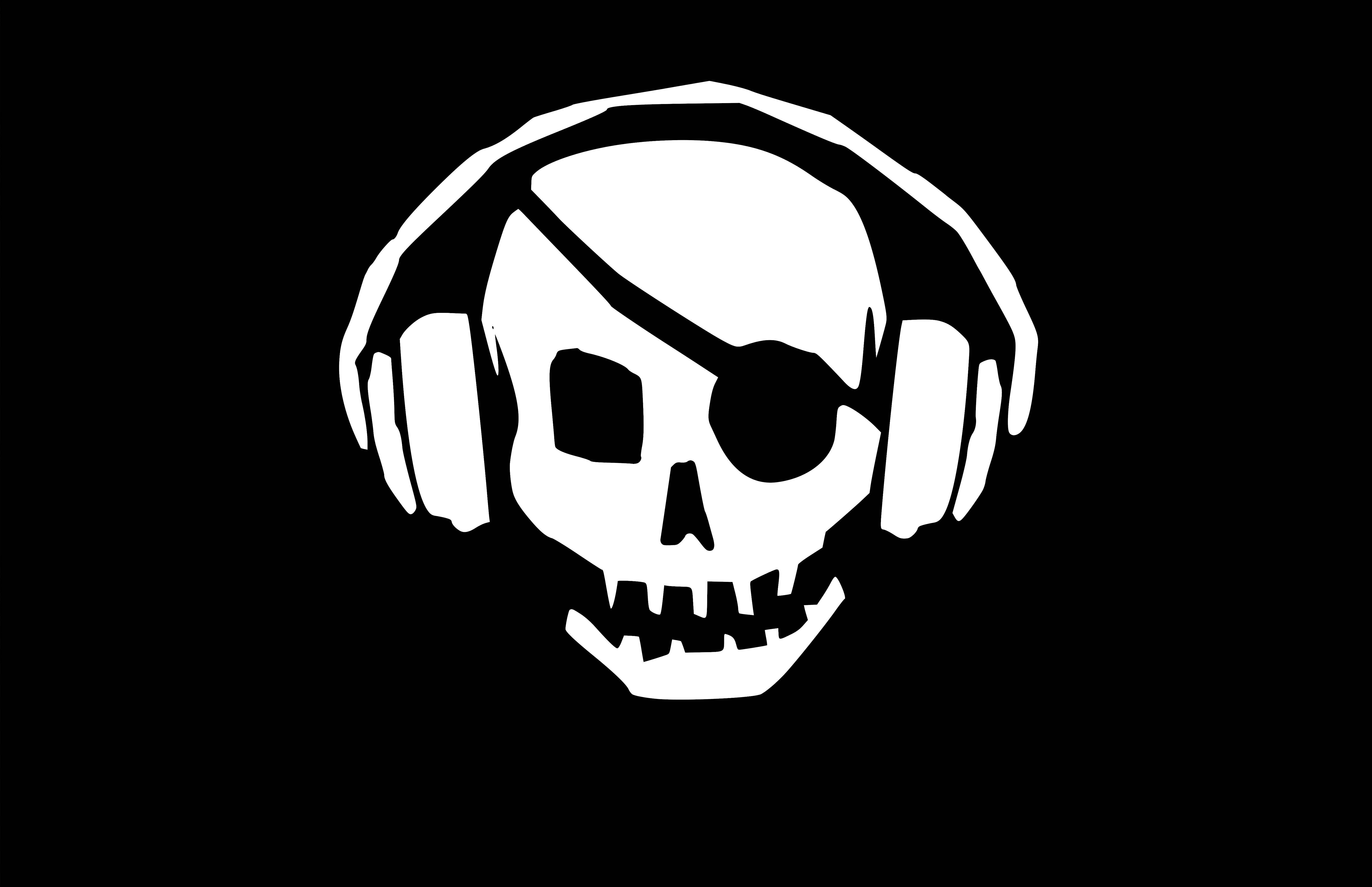 skull, headphones, white skull, 5K Desktop Wallpaper