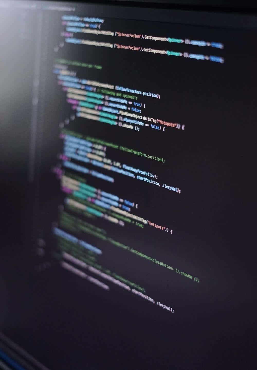 coding screen, colorful syntax-highlighted code, dark computer monitor, HD Phone Wallpaper