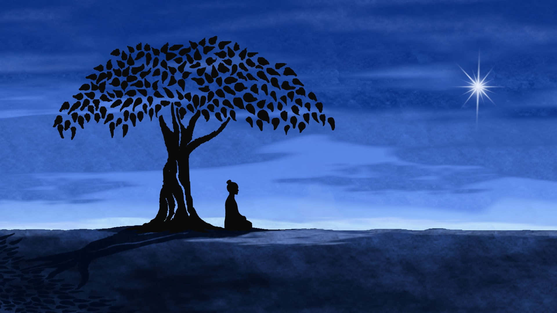 Concentration, silhouette, meditating, Full HD Desktop Wallpaper