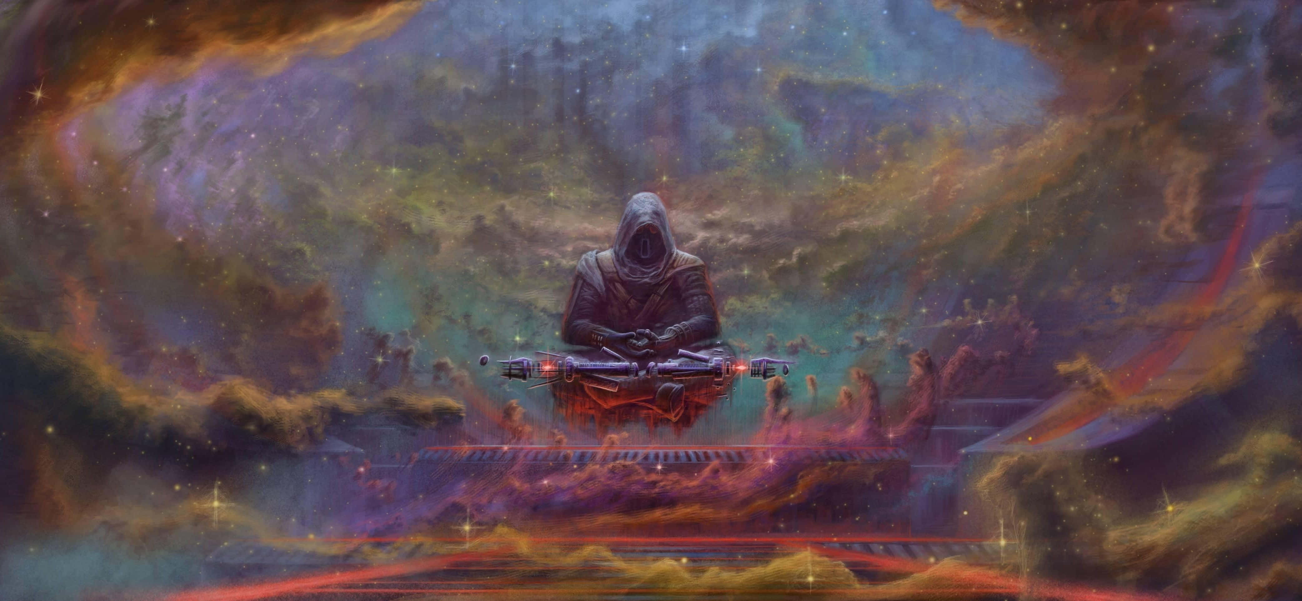 Concentration, 4168 x 1924, hooded figure, 4K Desktop Wallpaper