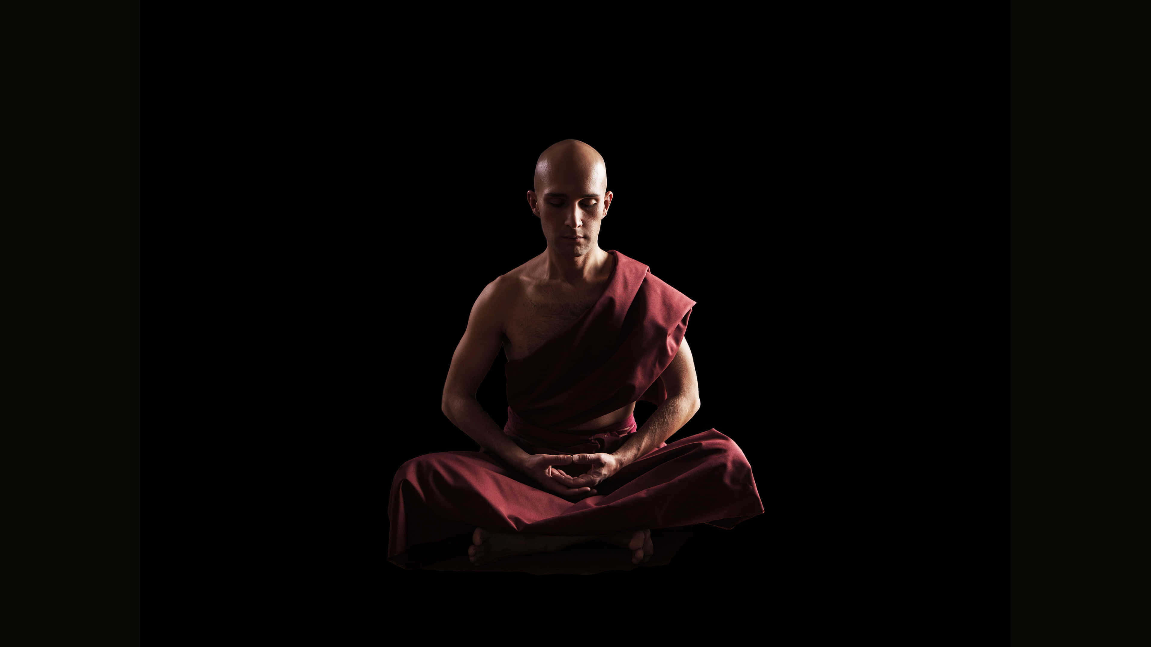 Concentration, bald monk, maroon robes, 4K Desktop Wallpaper
