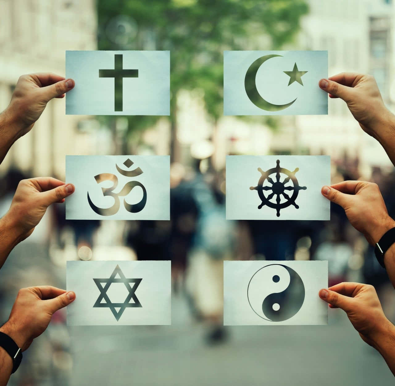 Theology, cross, crescent, HD Desktop Wallpaper
