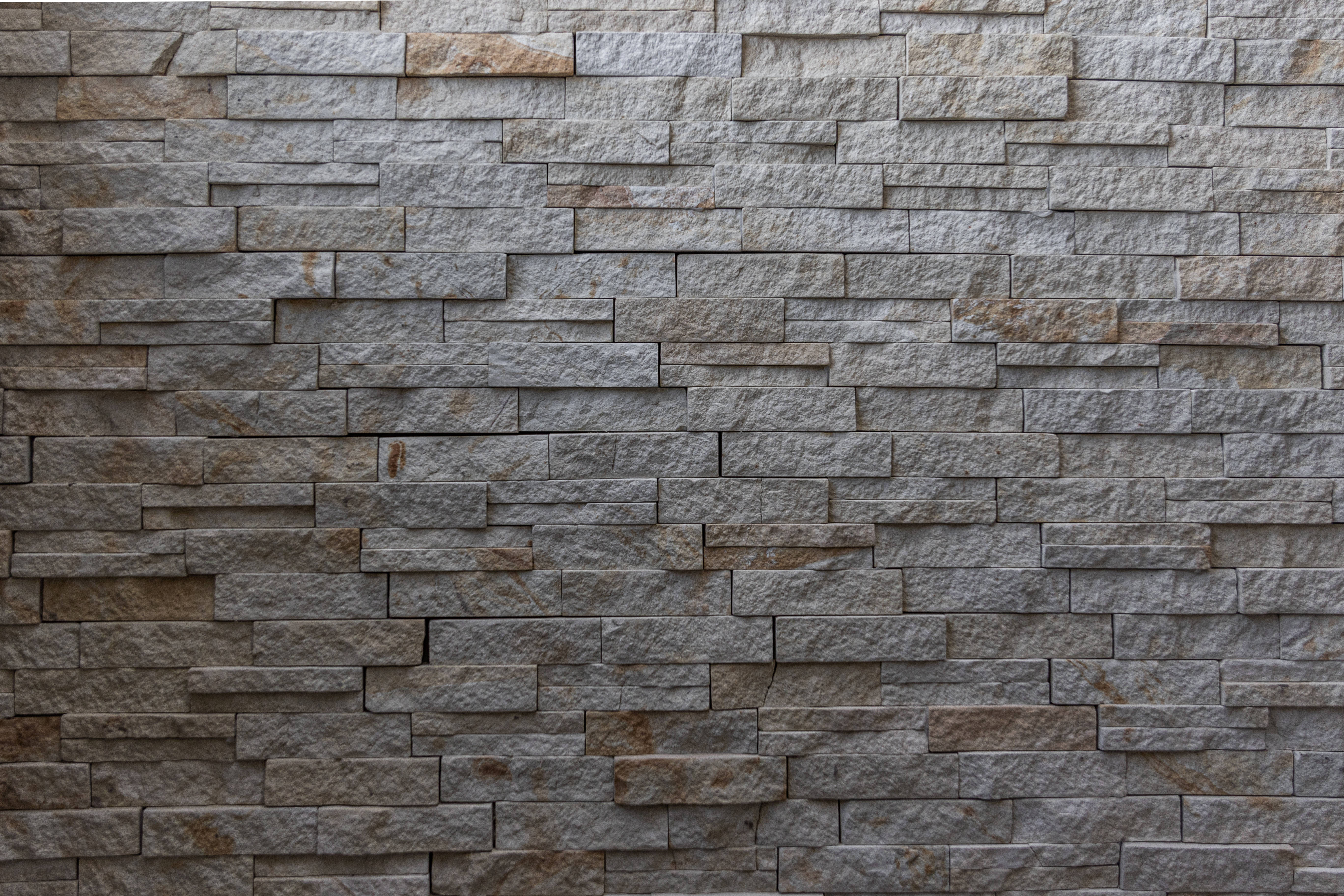concrete texture, gray stone wall, layered gray and beige rectangular stones, 5K Desktop Wallpaper
