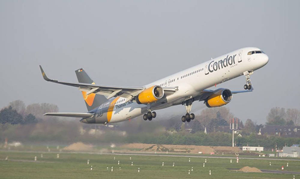 Condor Airlines, orange engines, runway, SD Desktop Wallpaper