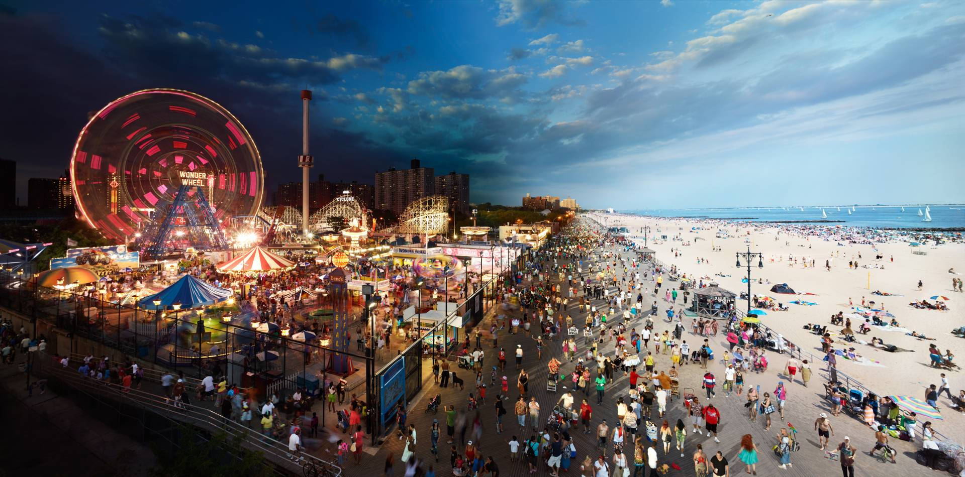 Coney Island, beach, boardwalk, Full HD Desktop Wallpaper