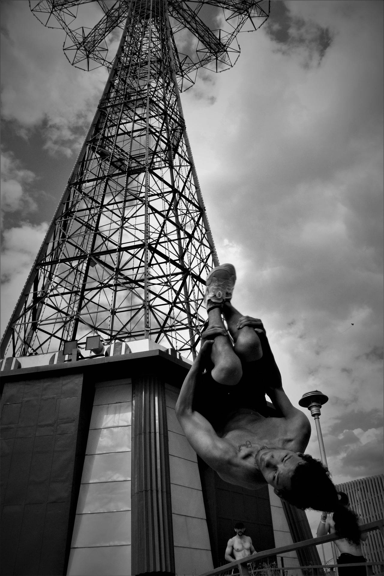 Coney Island, black and white, metal lattice structure, Full HD Phone Wallpaper
