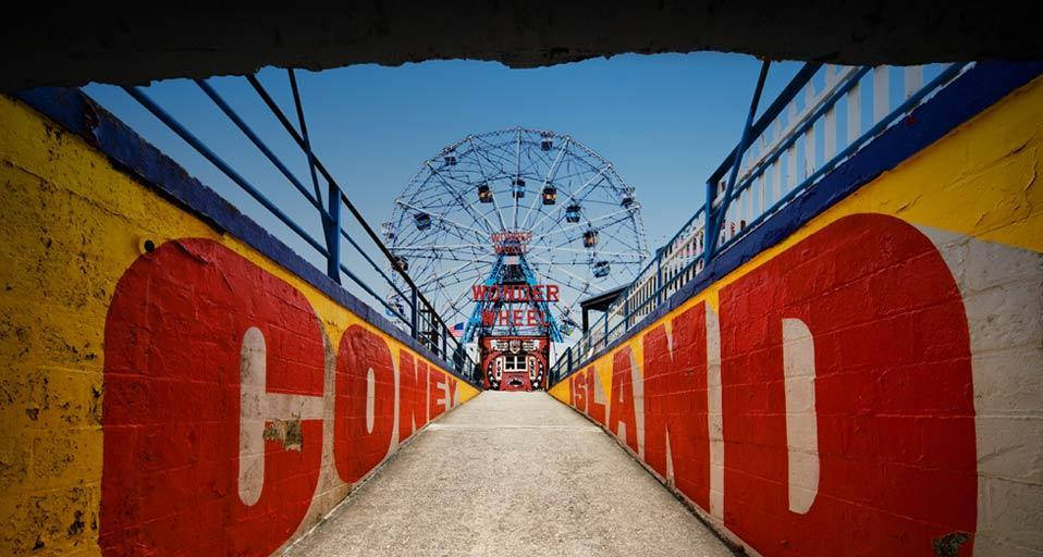 CONEY ISLAND, yellow walls, bold red letters, SD Desktop Wallpaper
