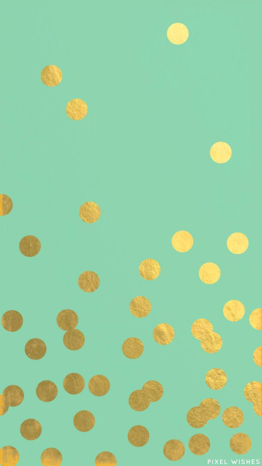 mint green, iPhone, golden confetti, HD Phone Wallpaper