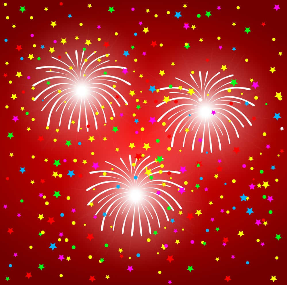 fireworks, confetti, red background, SD Desktop Wallpaper