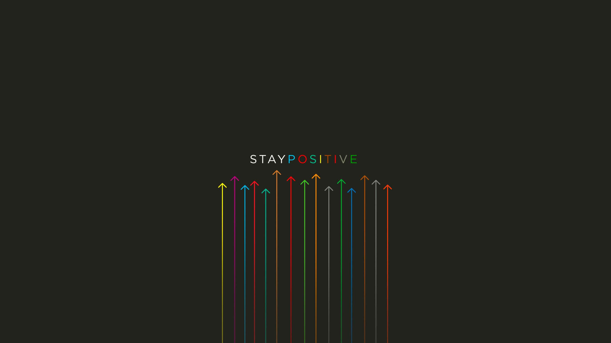STAY POSITIVE, minimalist digital art, bold colorful arrows, 2K Desktop Wallpaper