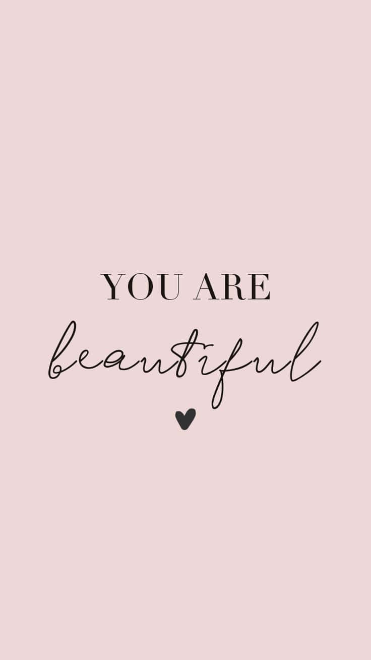 Pastel You Are Beautiful Confidence, pink background, elegant black text, HD Phone Wallpaper