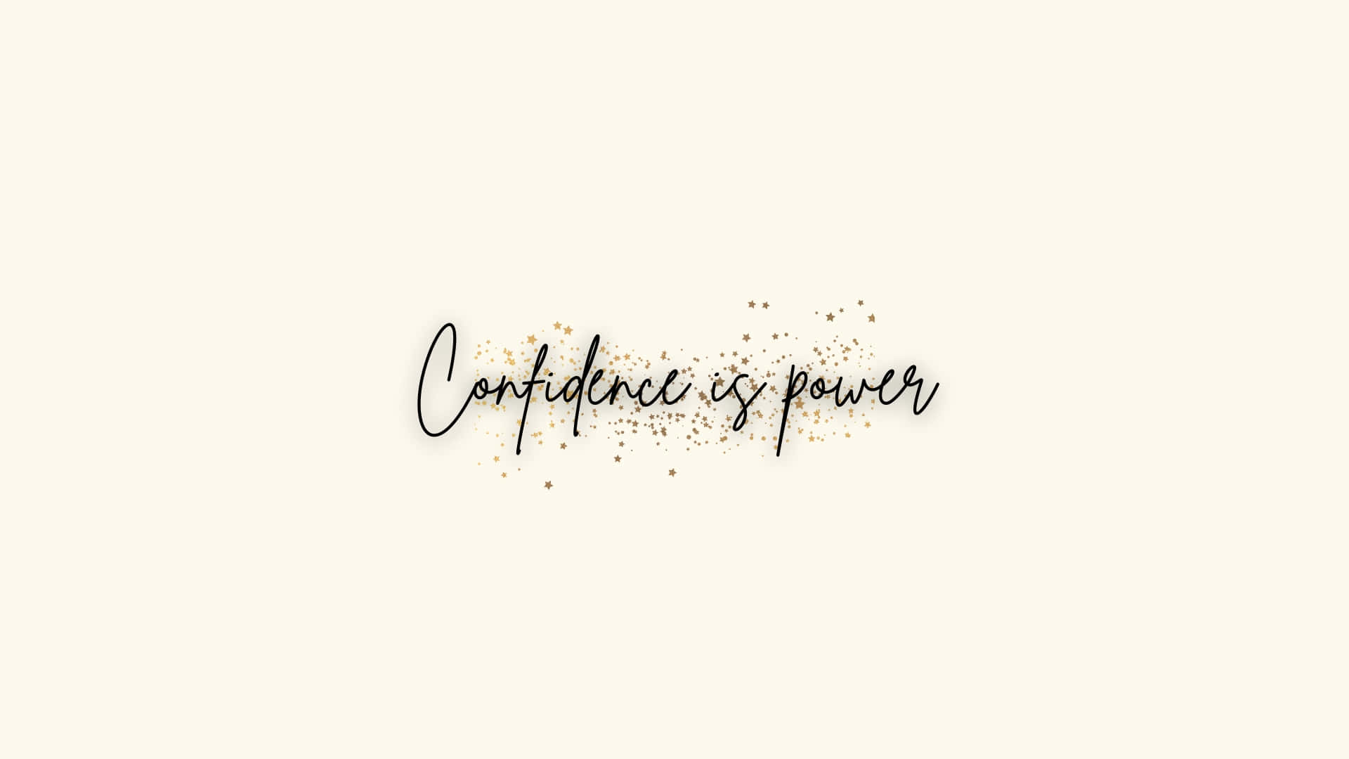 Confidence Is Power, black cursive text, golden glitter, Full HD Desktop Wallpaper