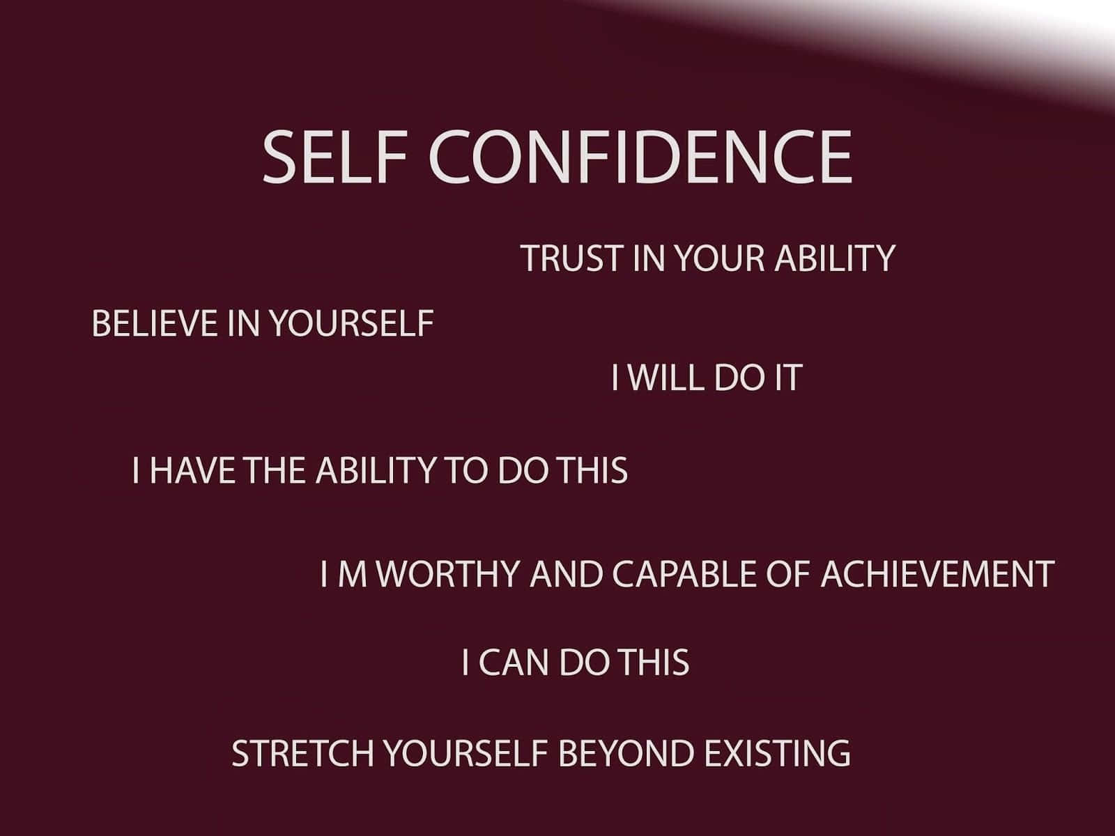 SELF CONFIDENCE, I CAN DO THIS, deep maroon gradient background, HD Desktop Wallpaper