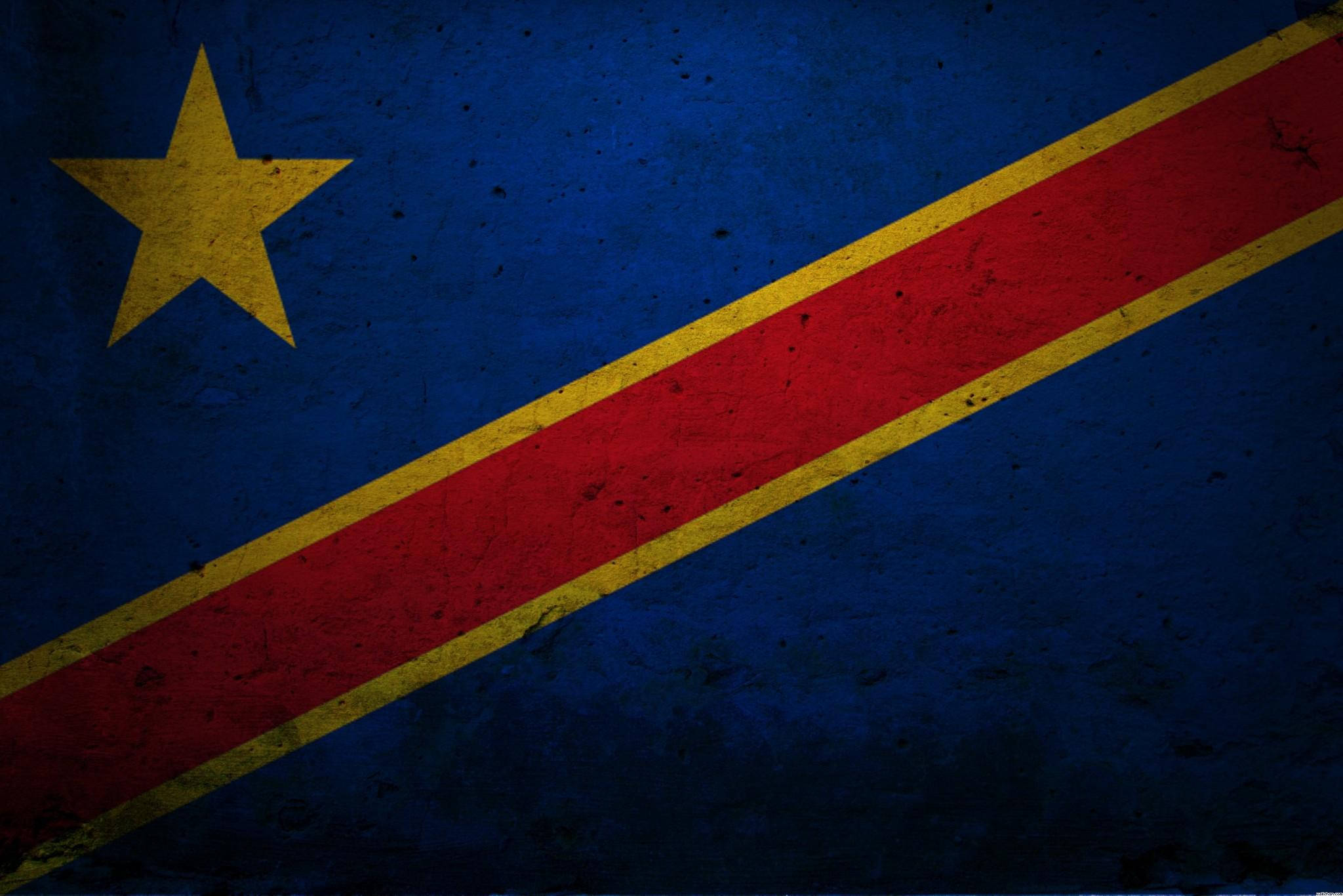 Congo flag, dark blue, red stripe, Full HD Desktop Wallpaper