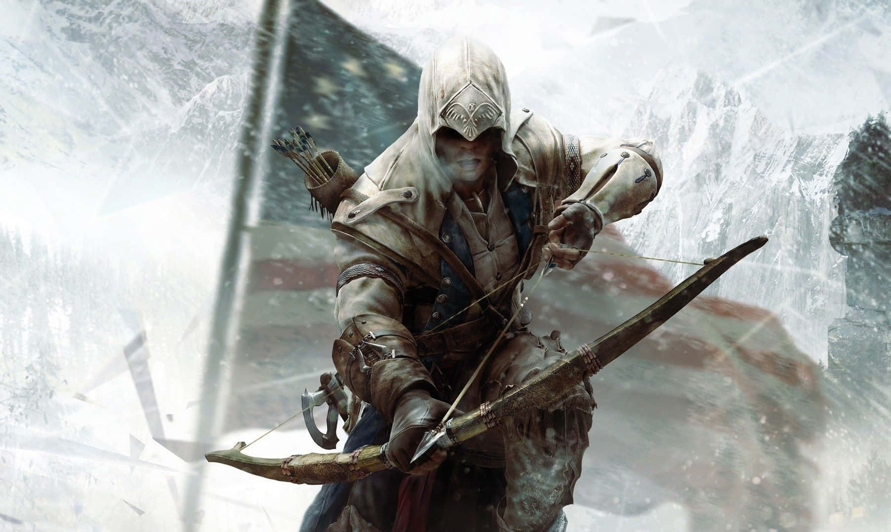 Connor Kenway, hooded assassin, tattered robes, HD Desktop Wallpaper