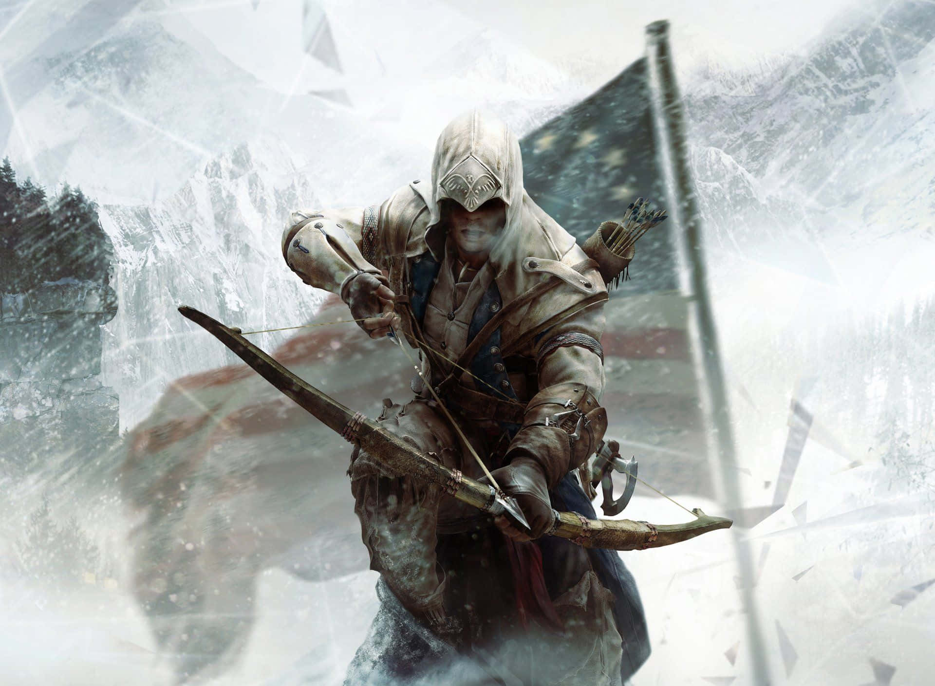 Connor Kenway, hooded assassin, tattered robes, Full HD Desktop Wallpaper