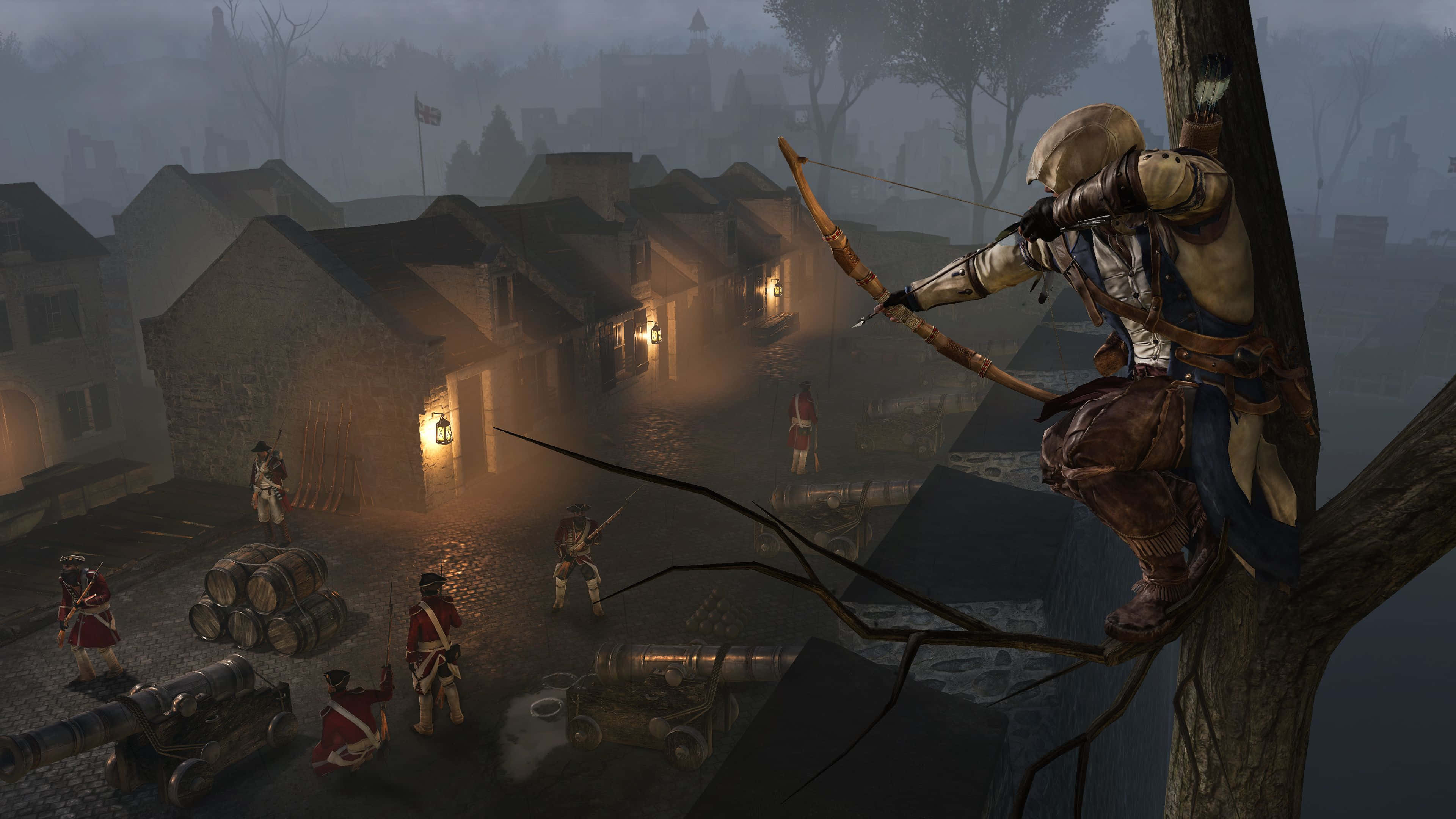 Connor Kenway, hooded assassin, tree branch, 4K Desktop Wallpaper