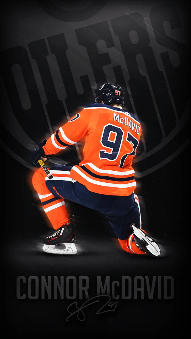 Connor McDavid, orange jersey, number 97, SD Phone Wallpaper