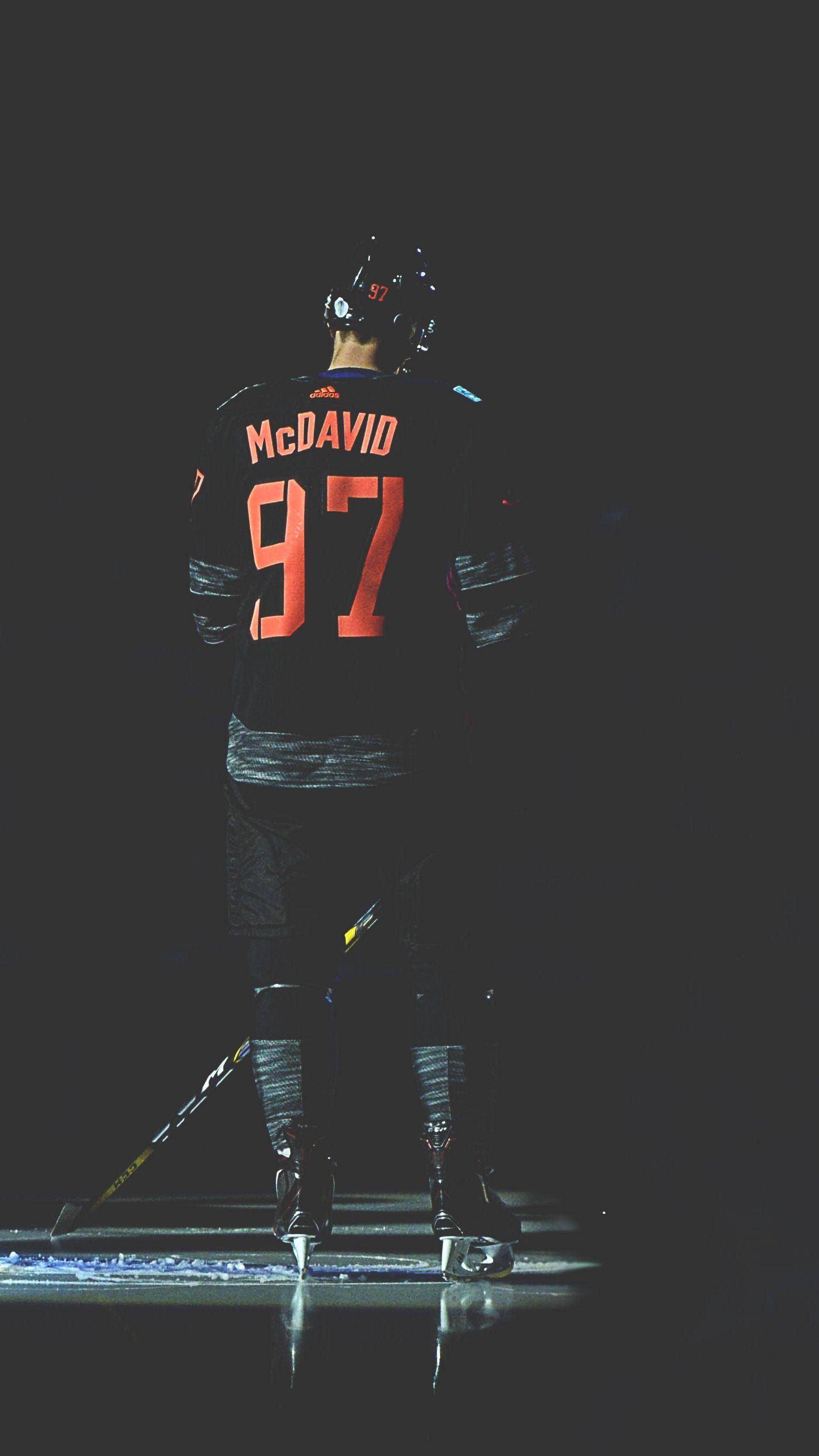 Connor McDavid, black jersey, orange McDavid 97, 2K Phone Wallpaper