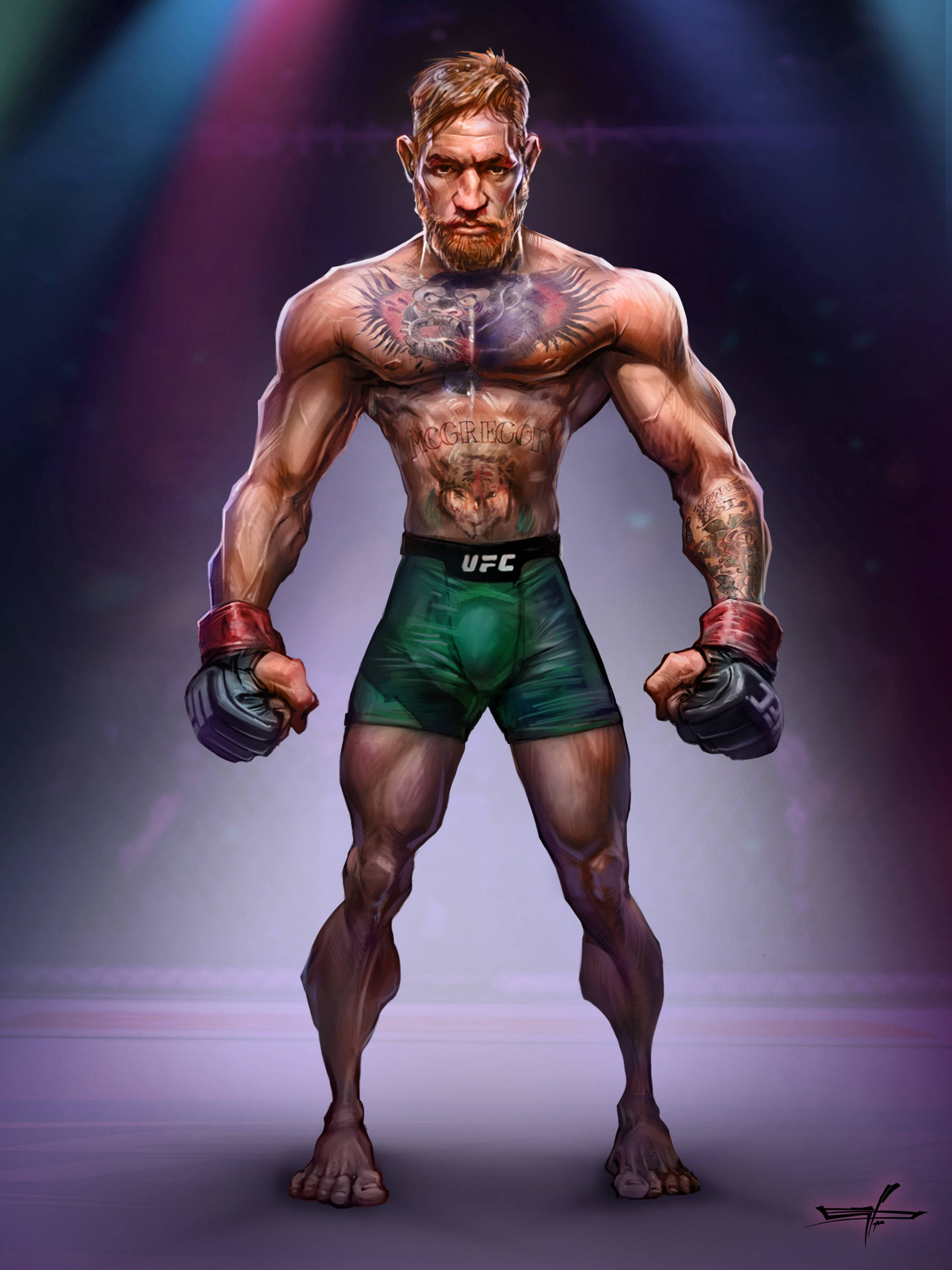 Conor Mcgregor, UFC shorts, muscular fighter, 2K Phone Wallpaper