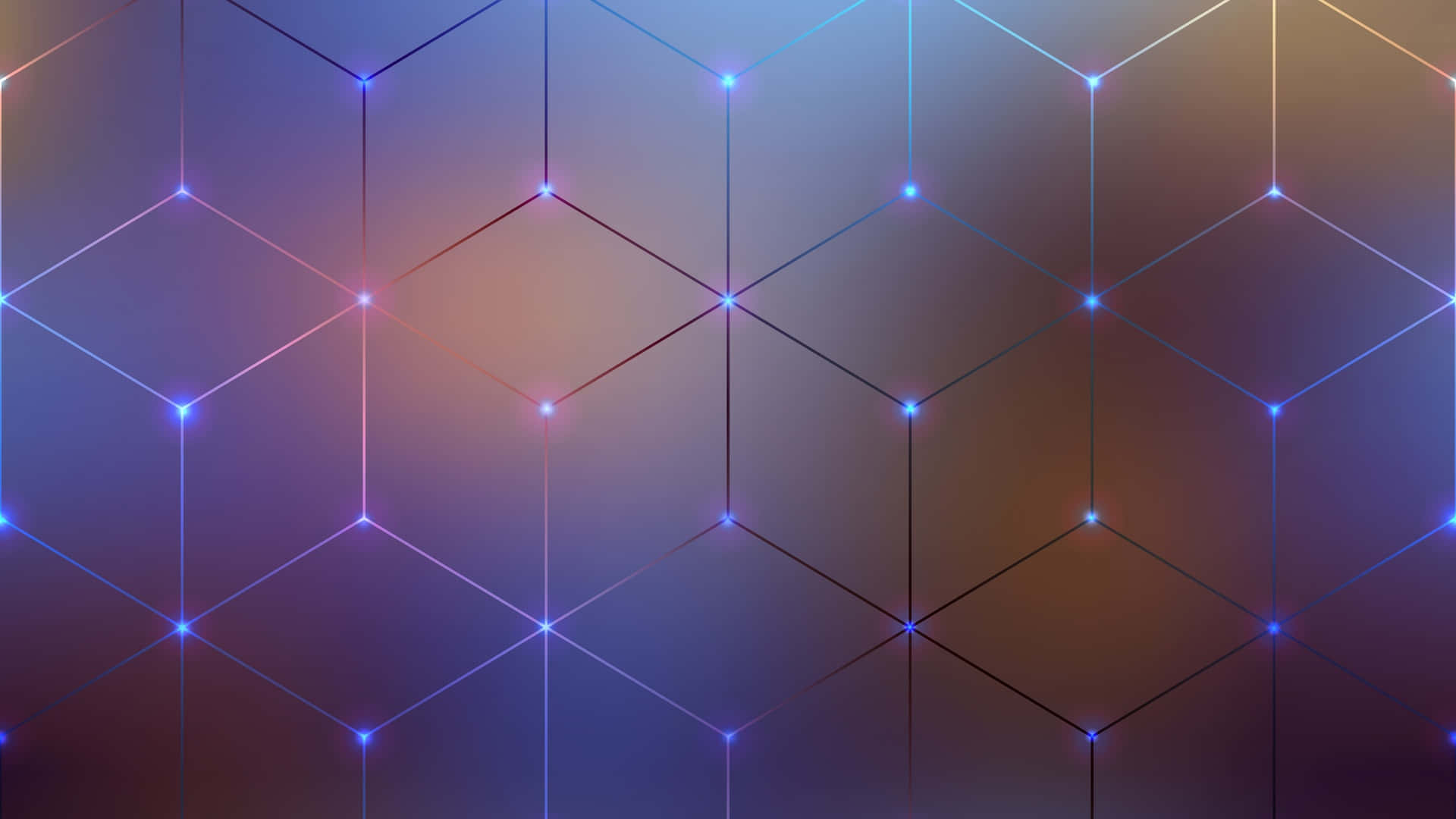glowing hexagons, neon blue, pink lights, Full HD Desktop Wallpaper