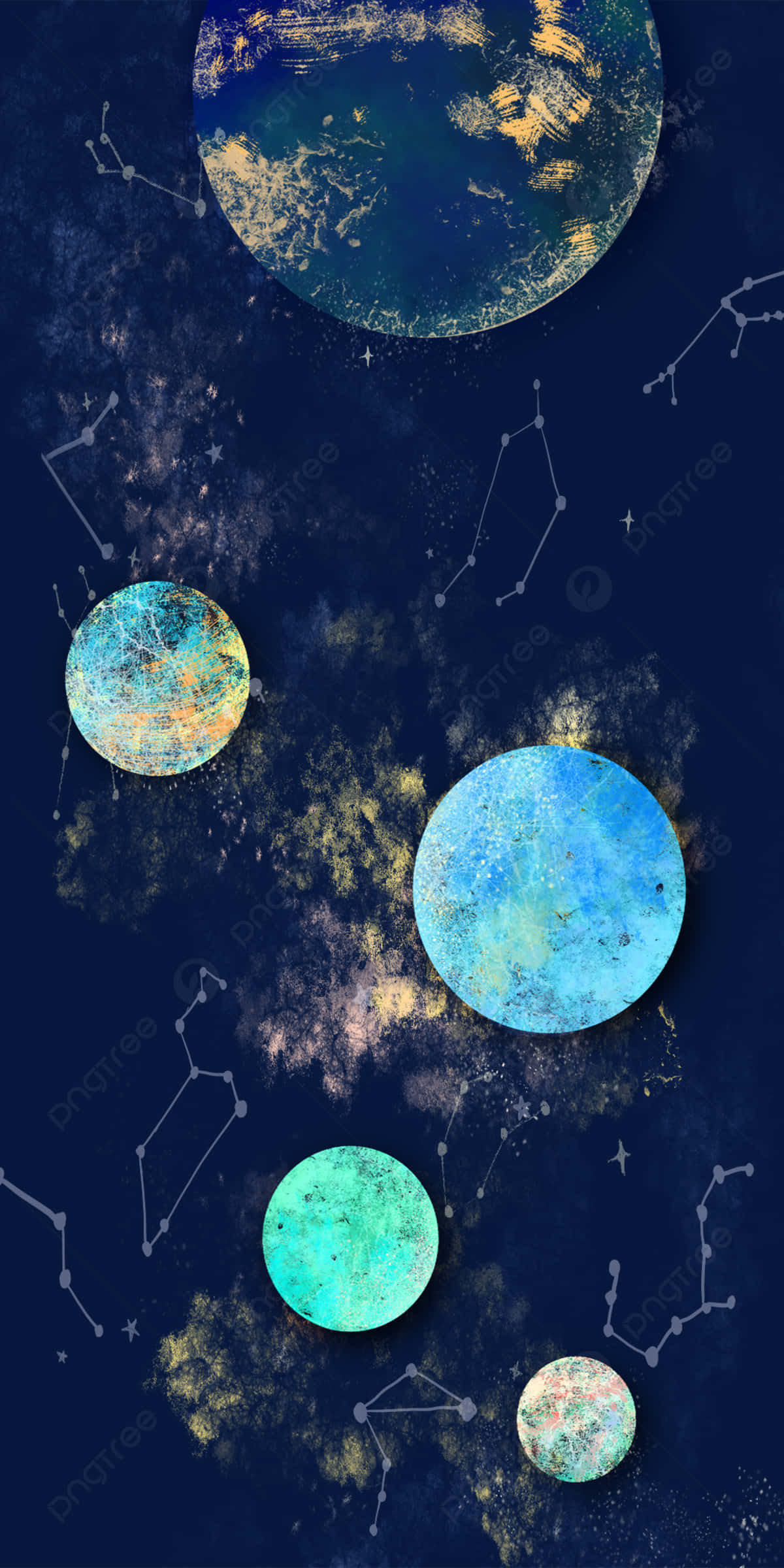 teal gold, blue, cosmic dust, Full HD Phone Wallpaper