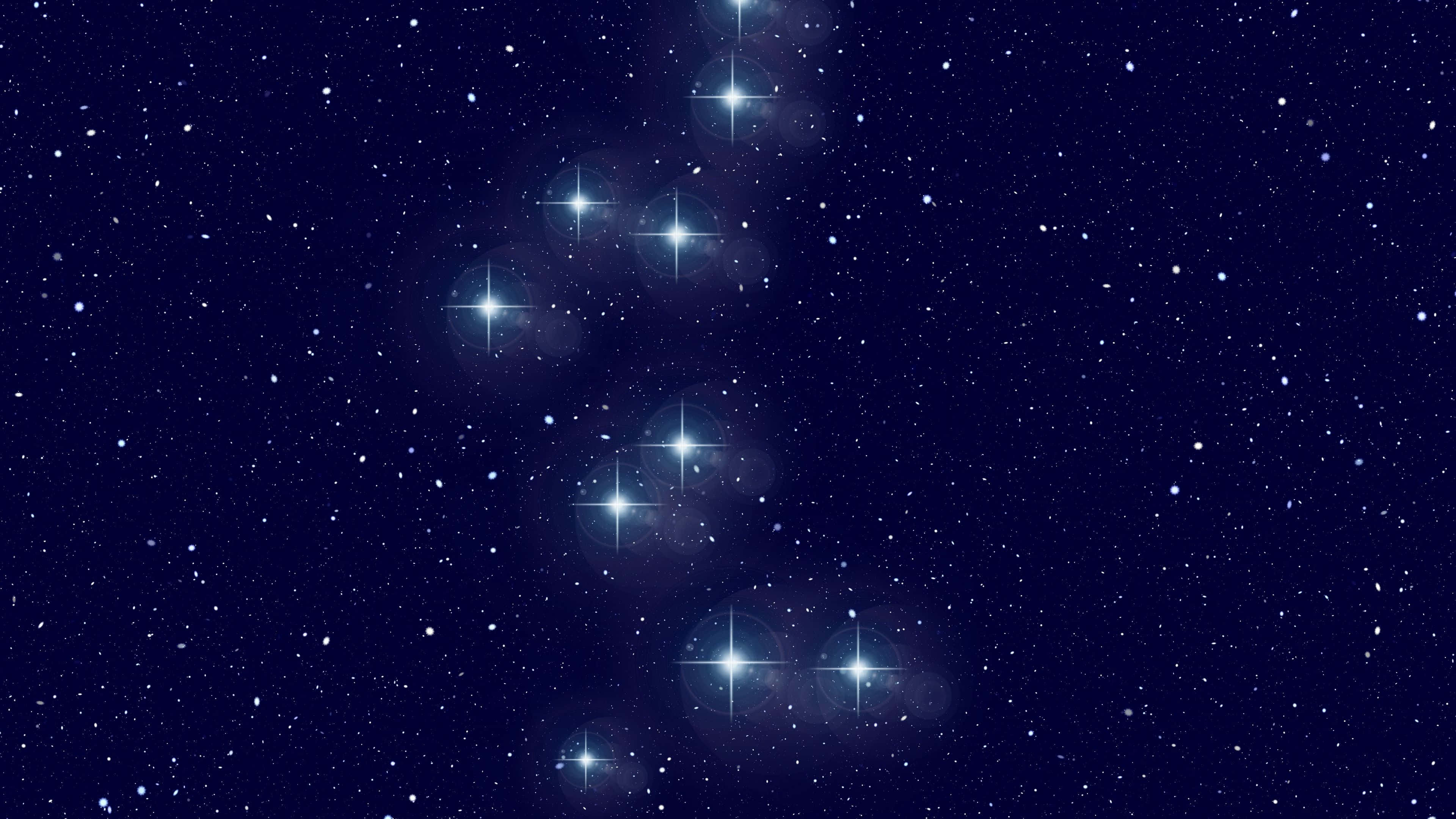 deep blue night sky, twinkling stars, prominent star cluster, 4K Desktop Wallpaper