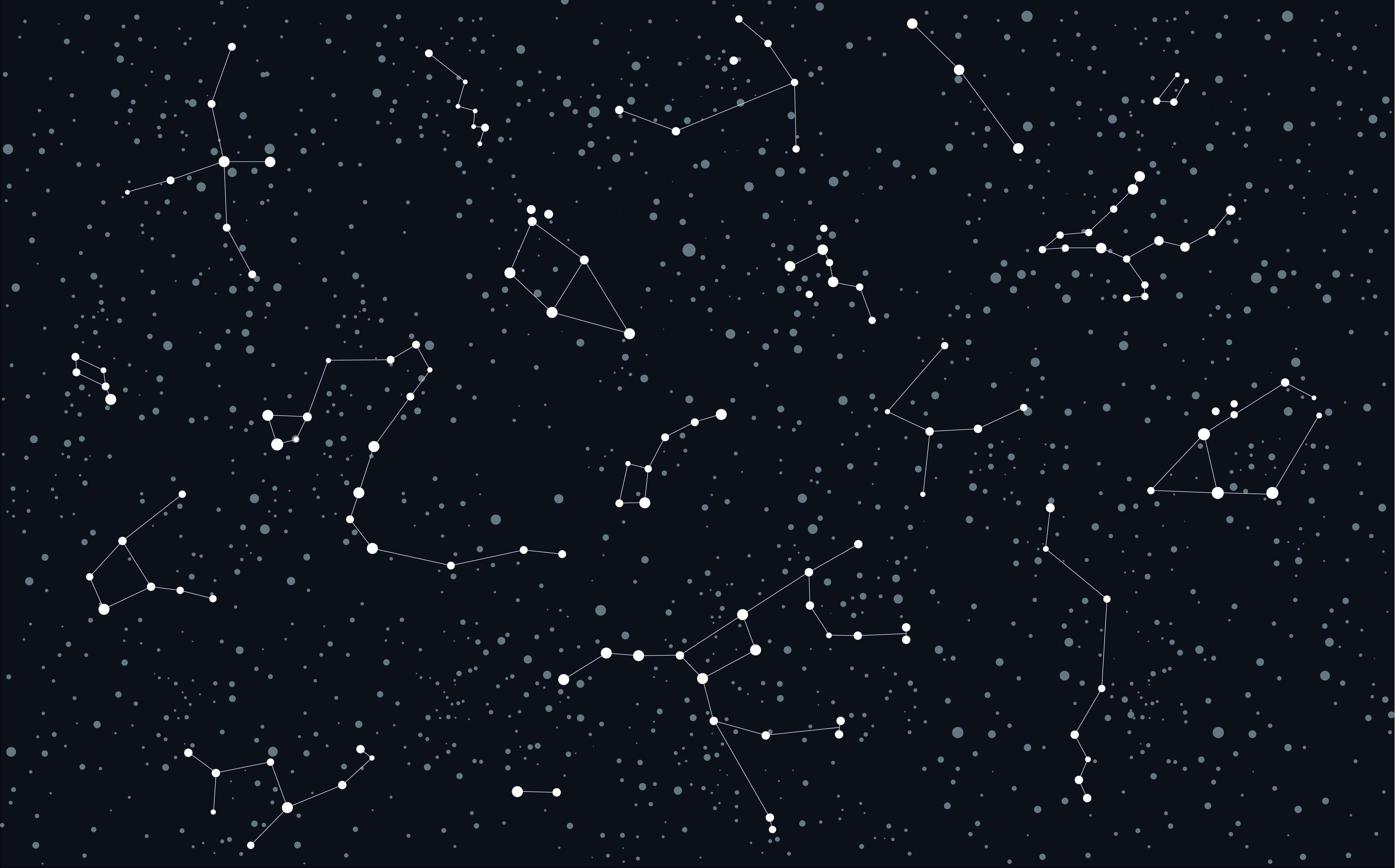 constellations, glowing white stars, lines, 5K Desktop Wallpaper