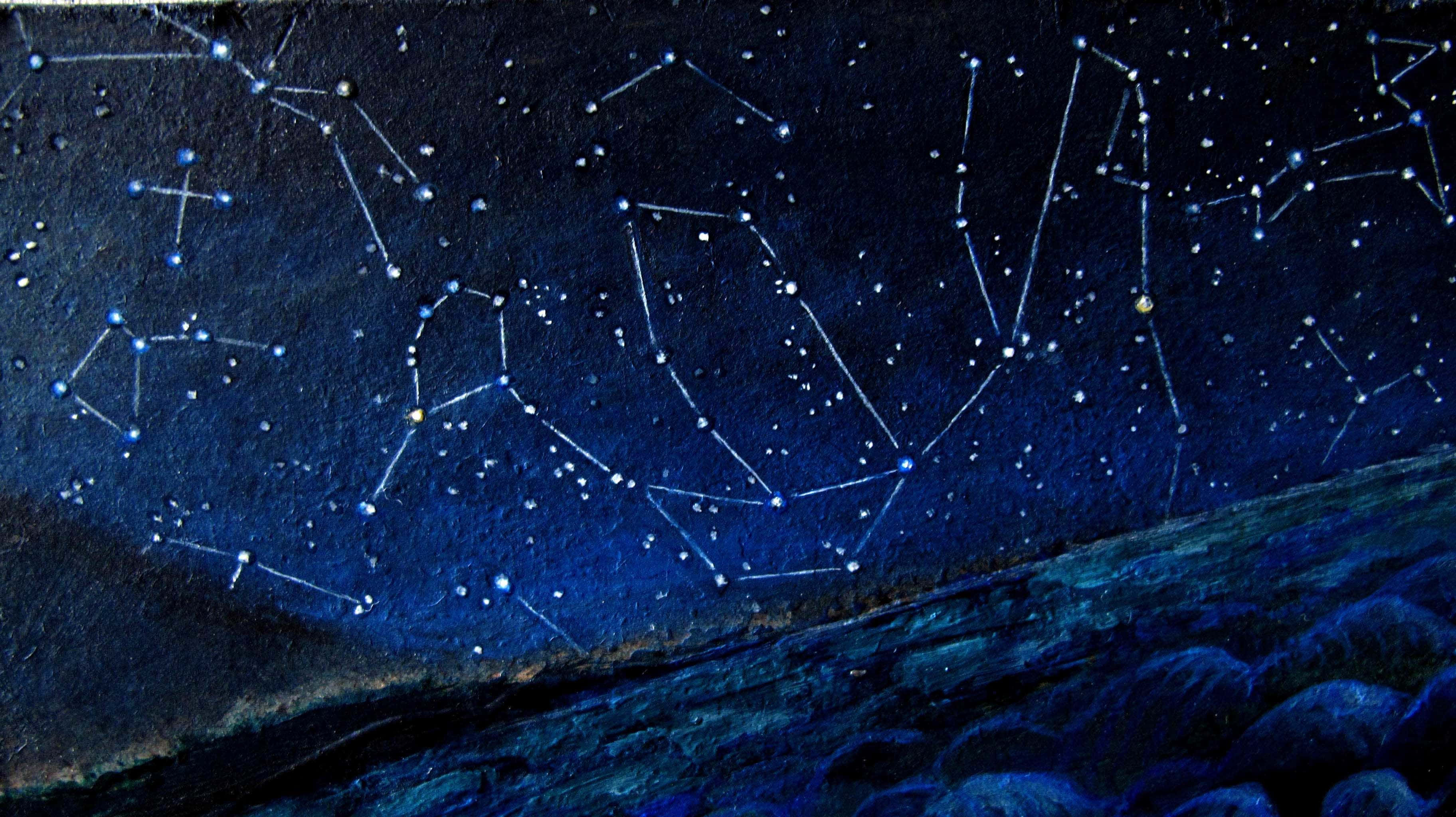 constellations, deep blue night sky, glowing stars, 2K Desktop Wallpaper