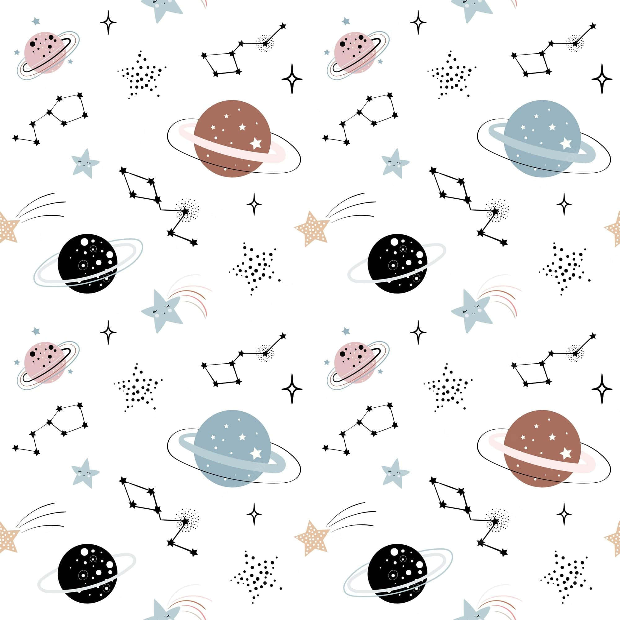 constellations, pastel planets, stars, Full HD Desktop Wallpaper
