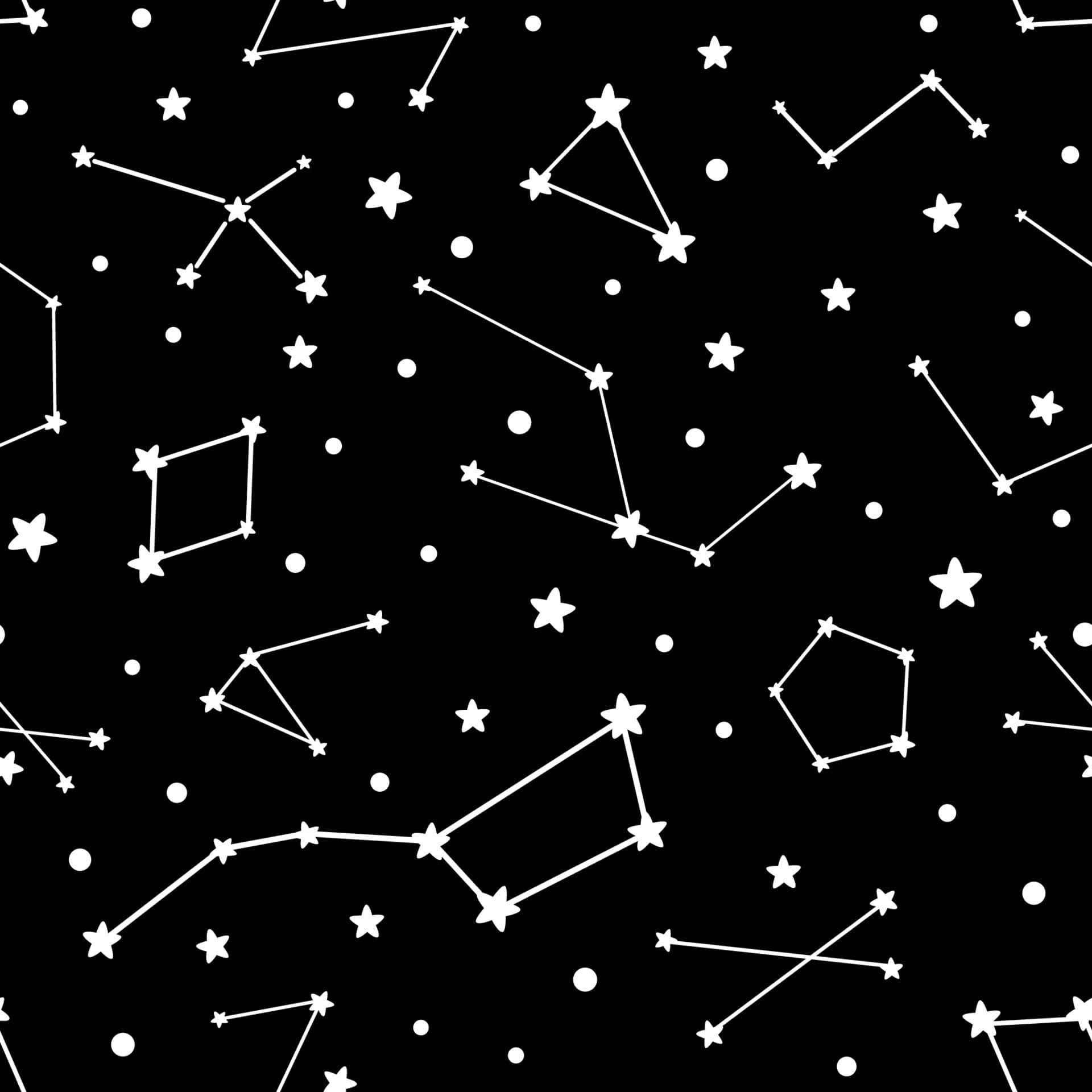constellations, black and white pattern, stars, Full HD Desktop Wallpaper