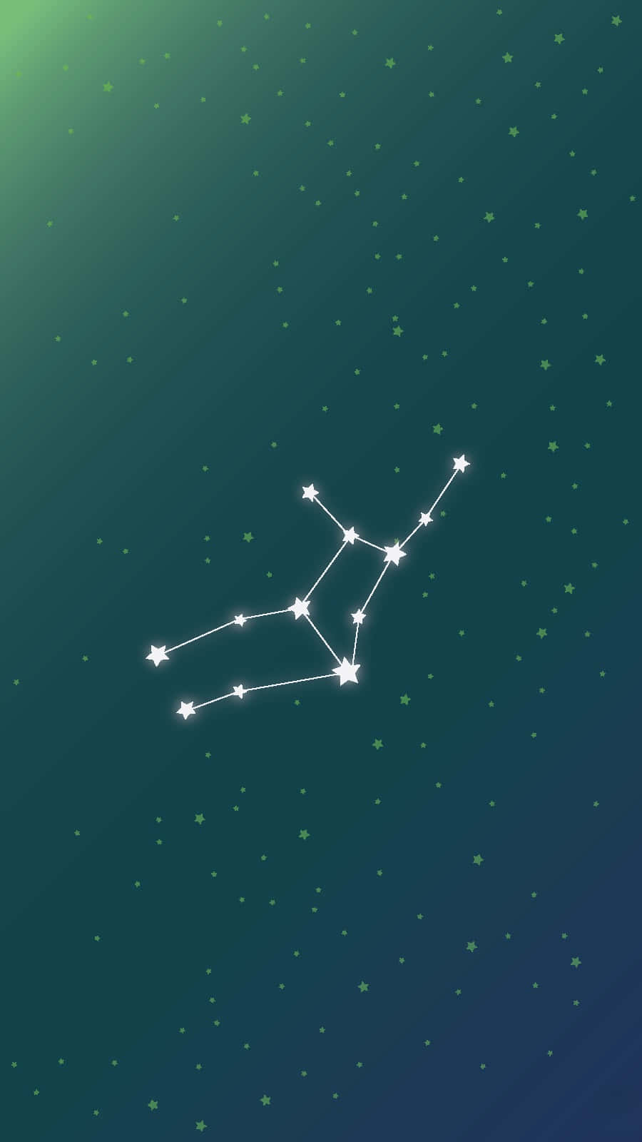 Constellations, glowing white constellation outline, gradient teal and green starfield background, HD Phone Wallpaper