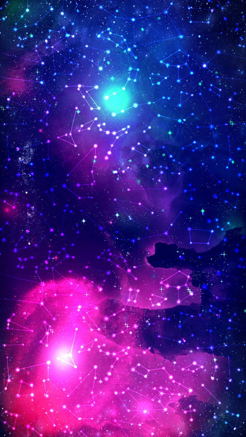 Constellations, cosmic nebulae, pink and blue hues, HD Phone Wallpaper