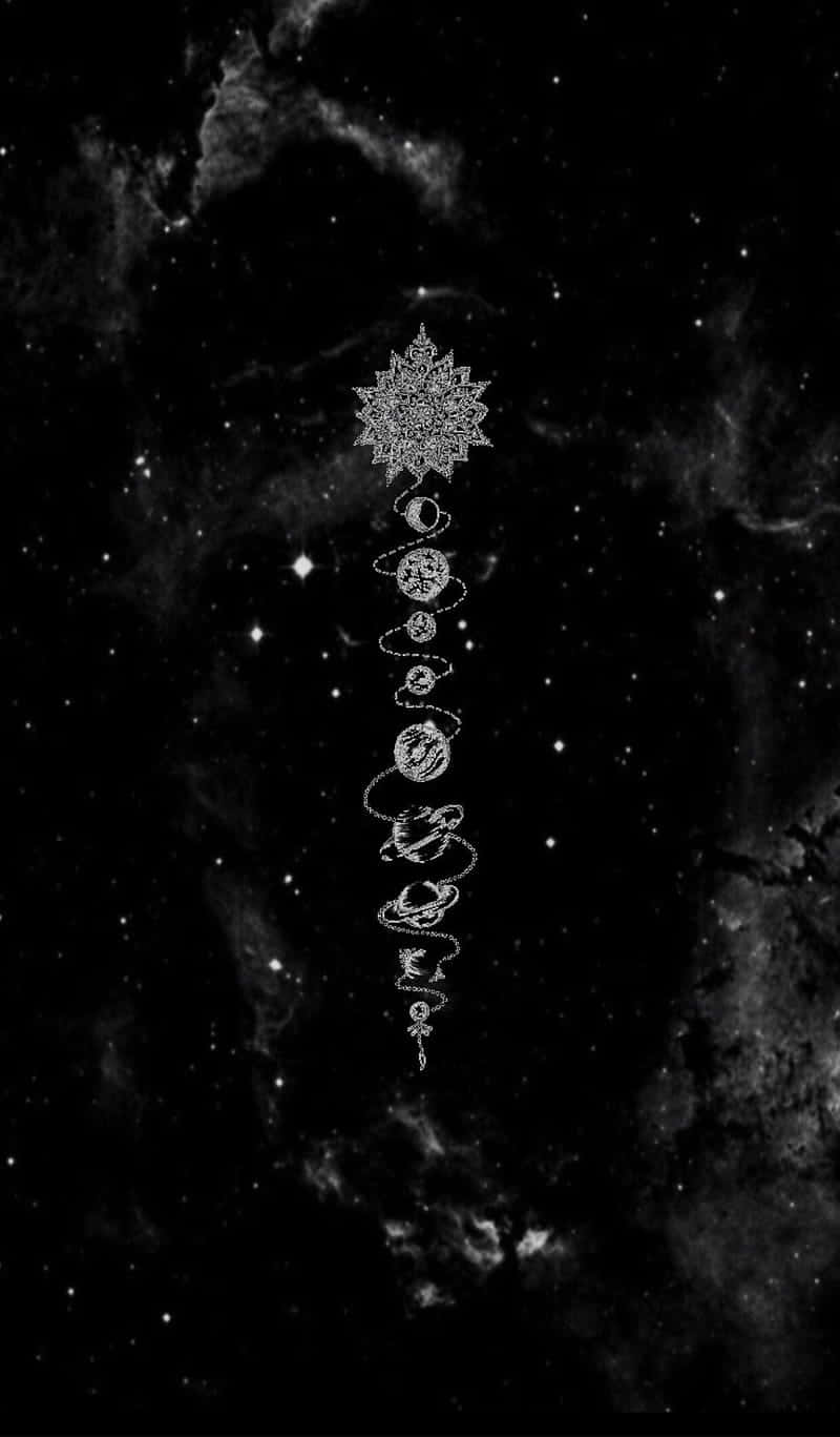 celestial witchcraft symbols, planets, starry cosmic nebula, HD Phone Wallpaper