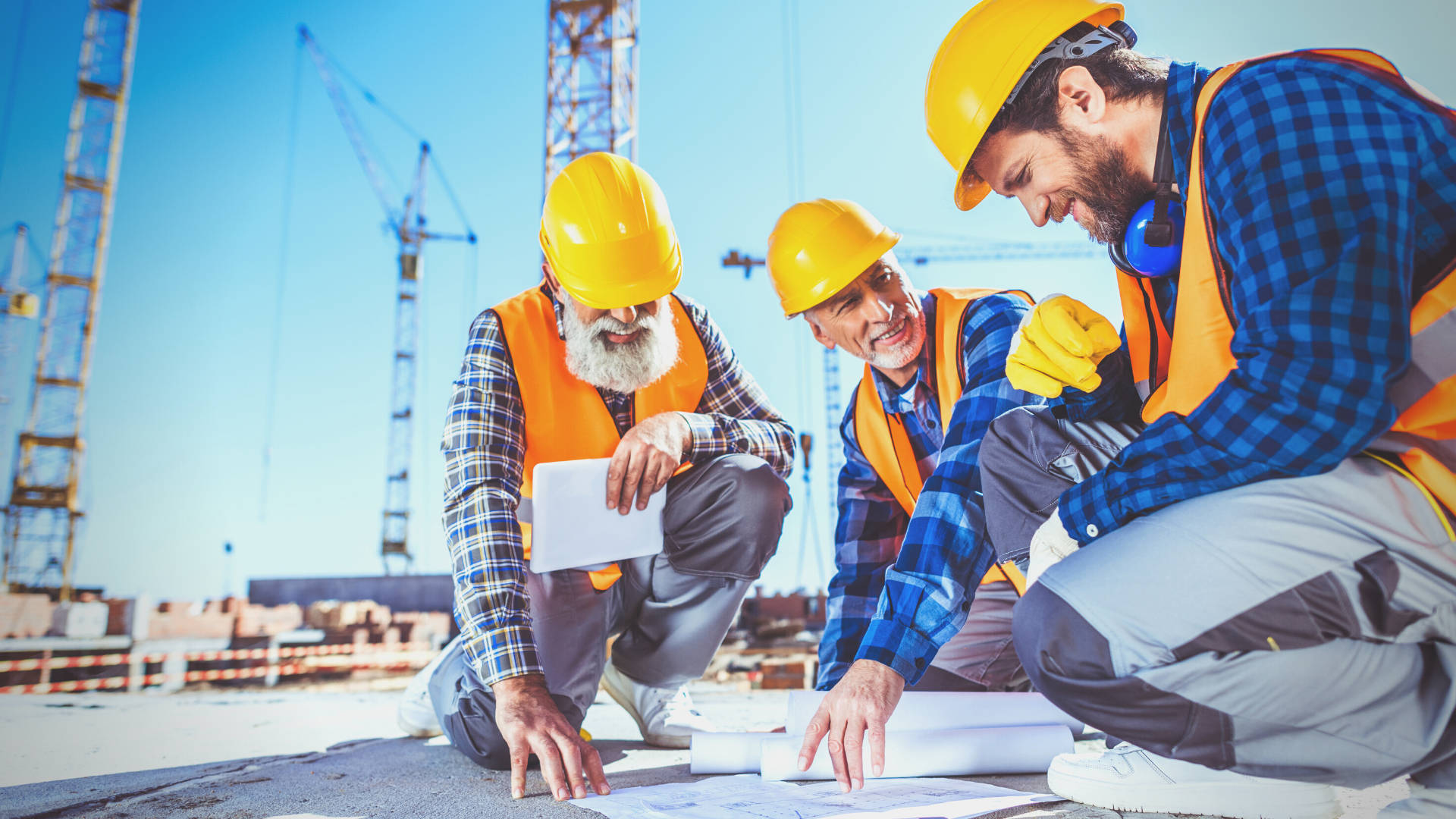 construction worker, hard hat, vest, Full HD Desktop Wallpaper