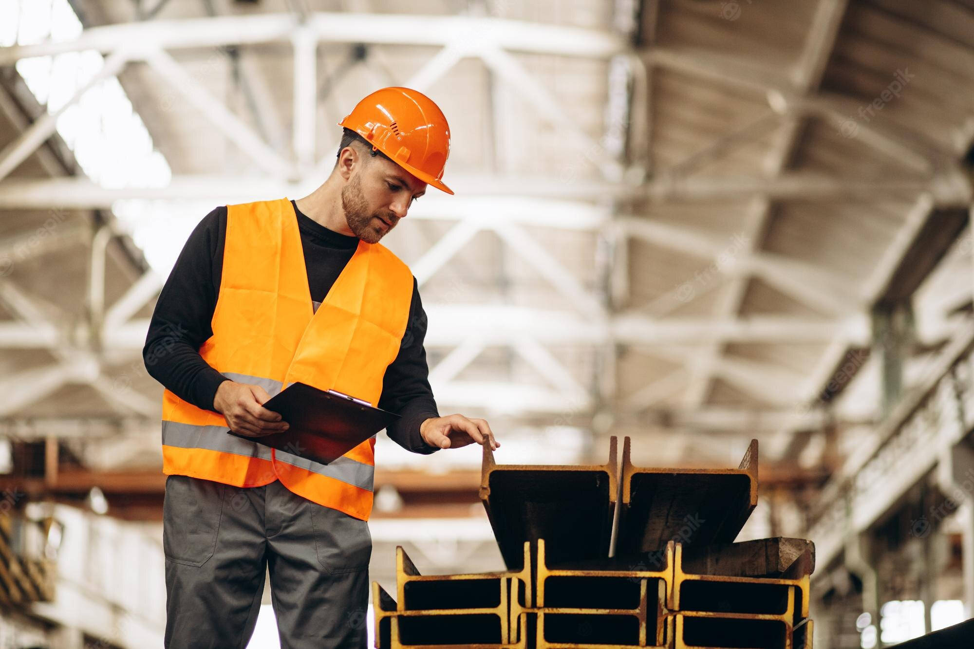 construction worker, orange vest, orange hard hat, Full HD Desktop Wallpaper