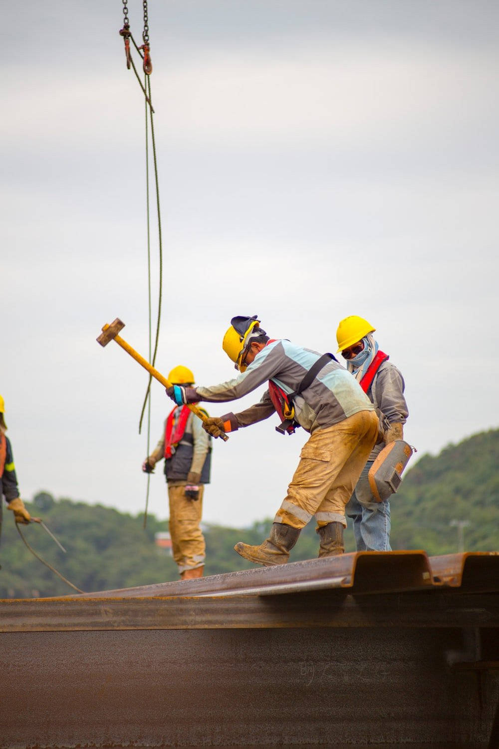 construction worker, yellow helmet, safety vest, HD Phone Wallpaper