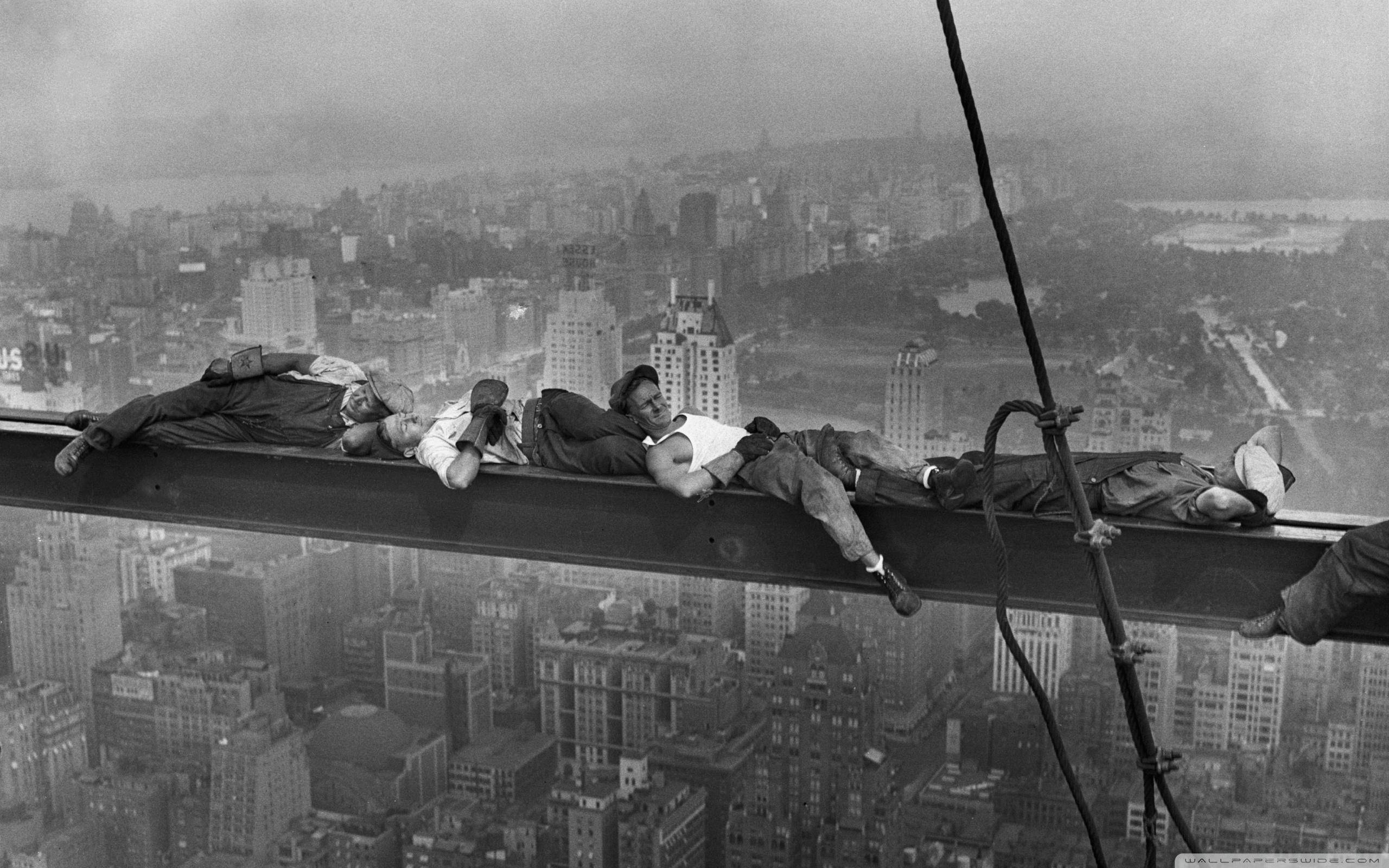construction workers, crane extension, steel beam, 2K Desktop Wallpaper