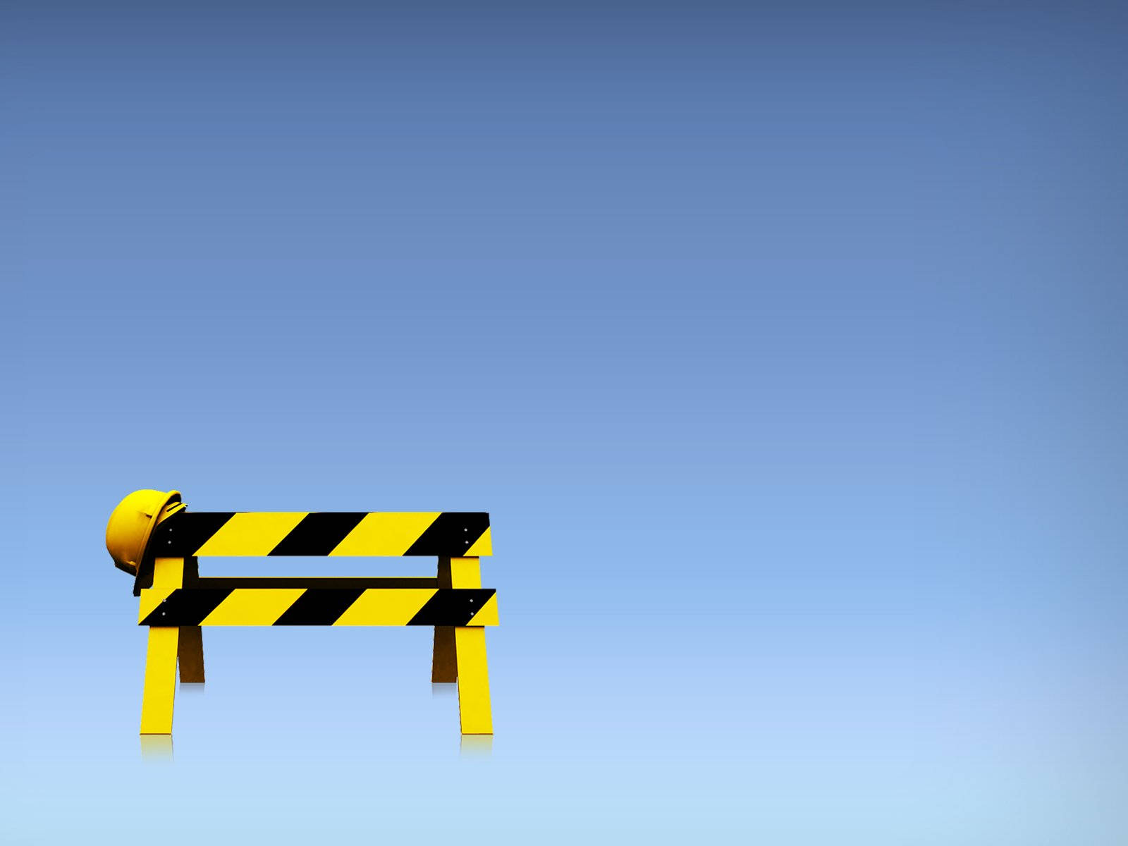 yellow and black striped construction barrier, hard hat, clear blue sky, HD Desktop Wallpaper