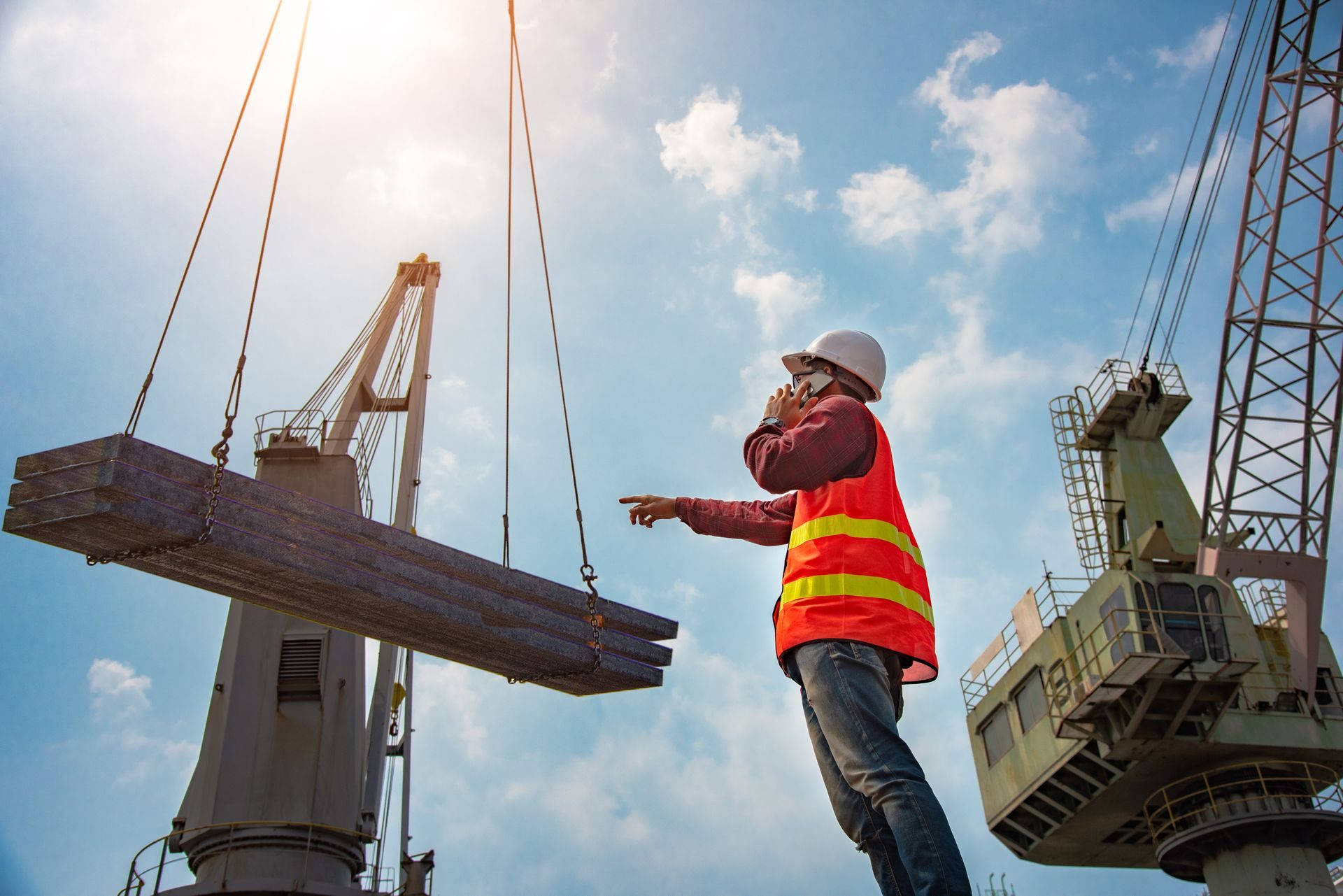 construction worker, hard hat, safety vest, Full HD Desktop Wallpaper