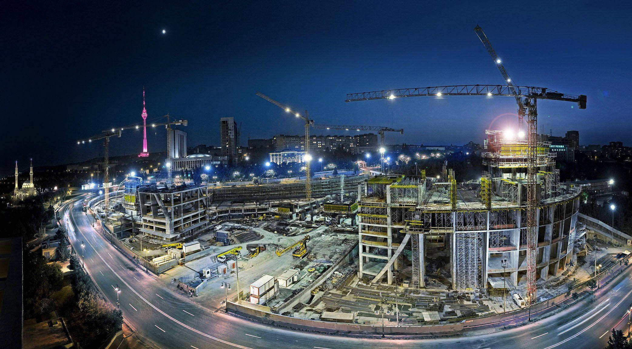 highway road, urban construction site, night, Full HD Desktop Wallpaper