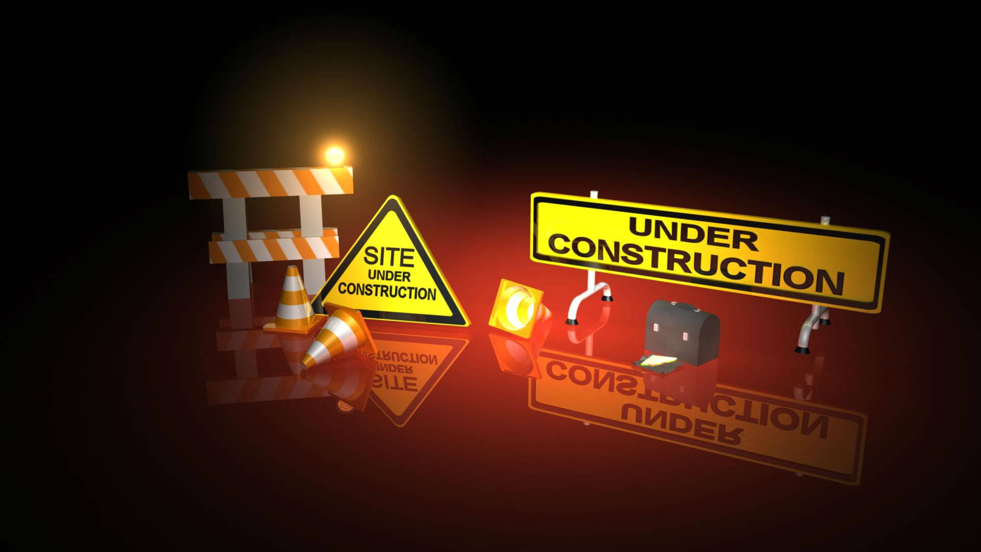 Maintenance Site, construction signs, traffic cones, Full HD Desktop Wallpaper
